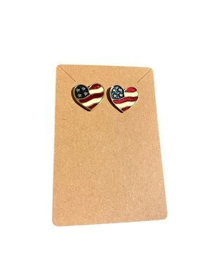 Avon Heart Flag Stud Earrings – Americana Charm